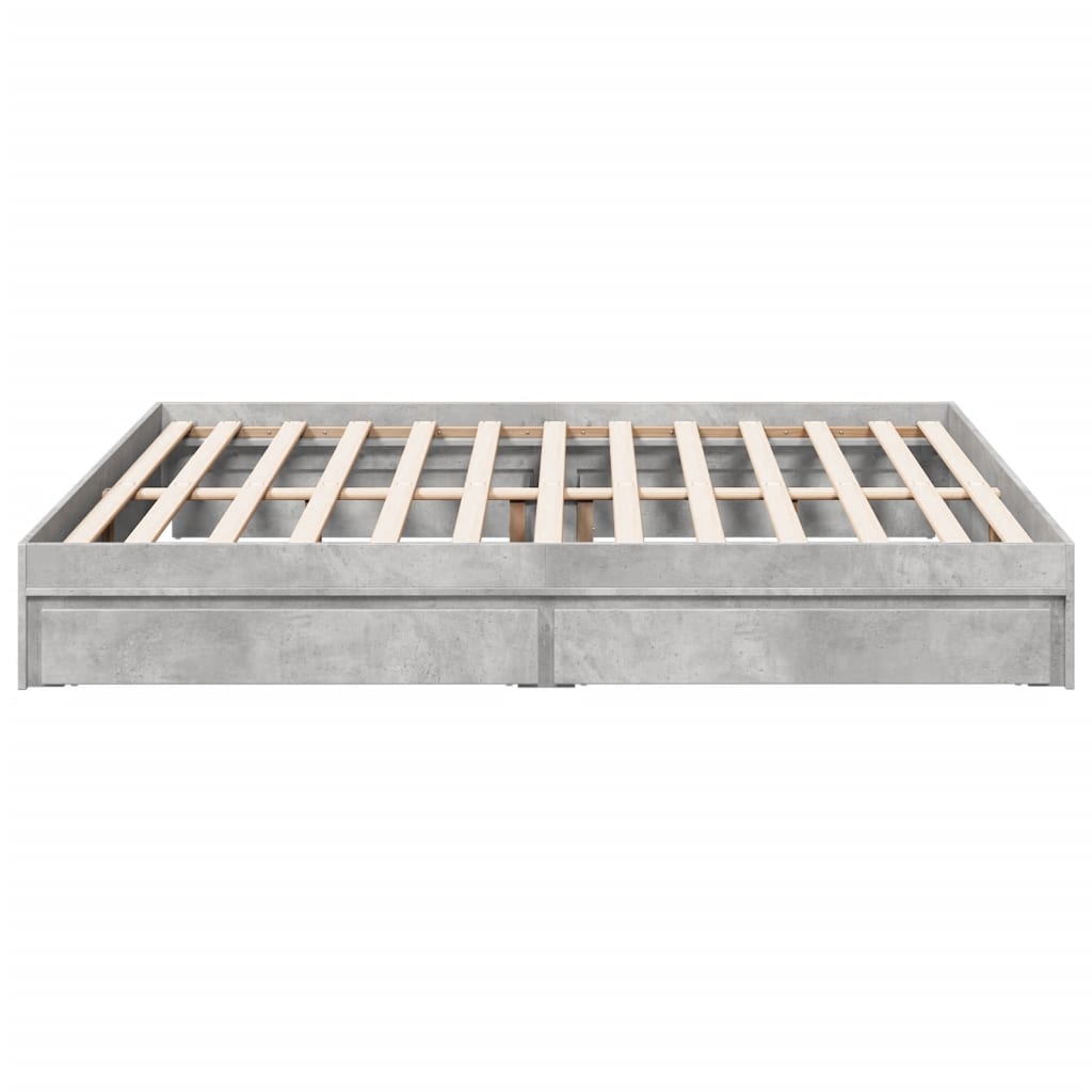Bedframe met lades bewerkt hout betongrijs 180x200 cm
