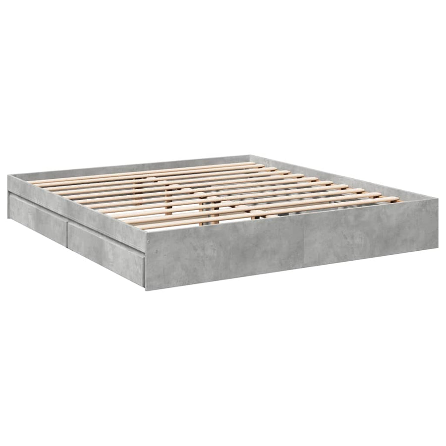 Bedframe met lades bewerkt hout betongrijs 180x200 cm