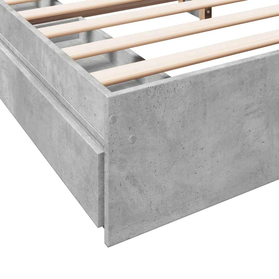Bedframe met lades bewerkt hout betongrijs 180x200 cm
