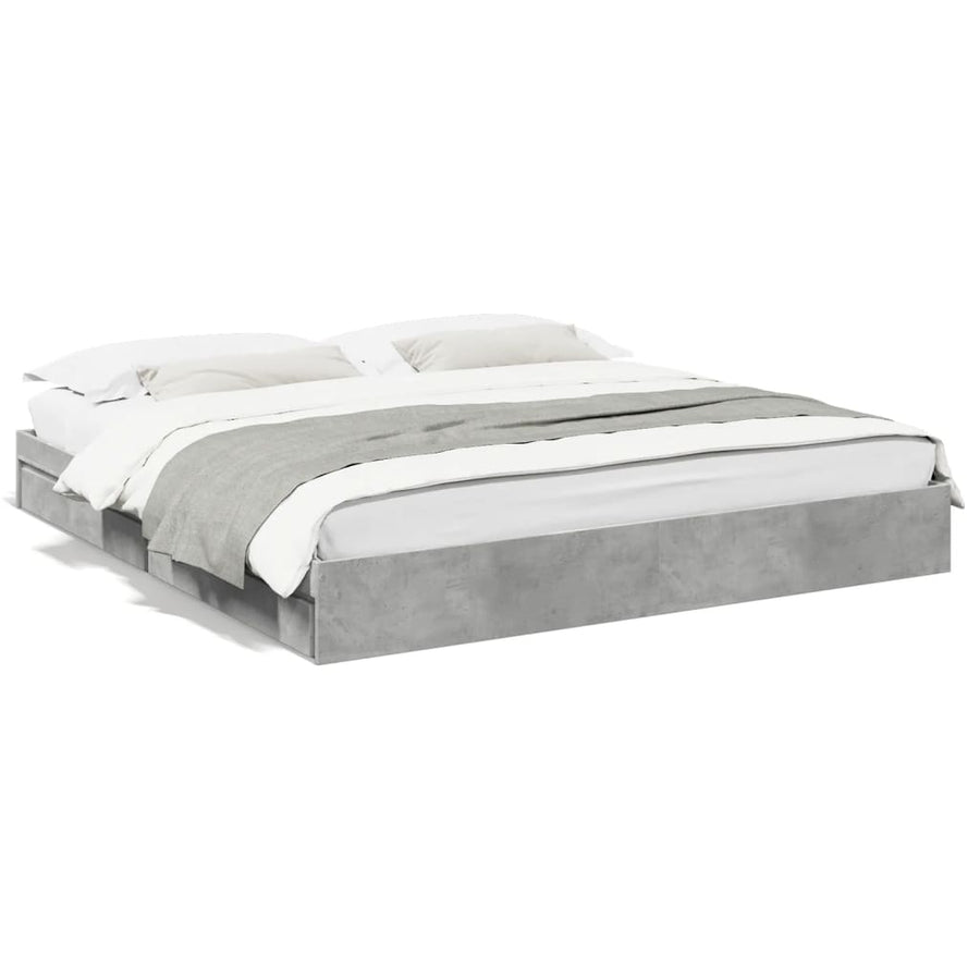 Bedframe met lades bewerkt hout betongrijs 180x200 cm
