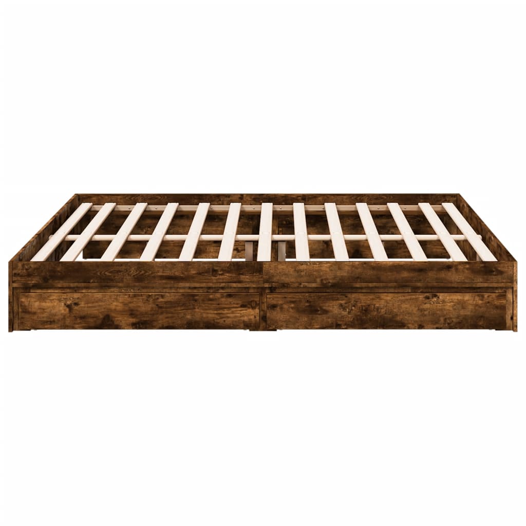 Bedframe met lades bewerkt hout gerookt eikenkleurig 180x200 cm