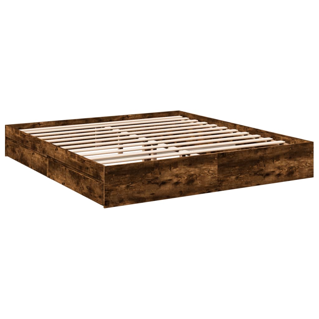 Bedframe met lades bewerkt hout gerookt eikenkleurig 180x200 cm