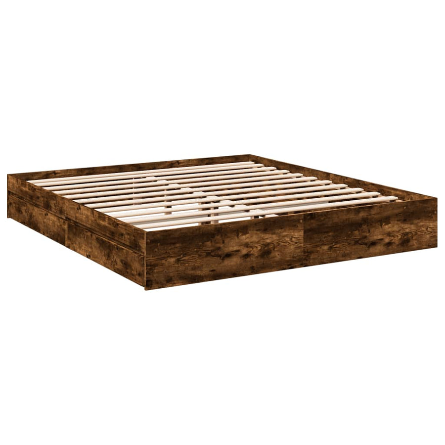 Bedframe met lades bewerkt hout gerookt eikenkleurig 180x200 cm