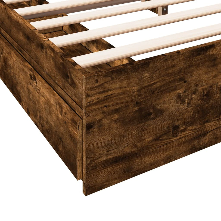Bedframe met lades bewerkt hout gerookt eikenkleurig 180x200 cm