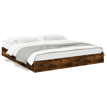 Bedframe met lades bewerkt hout gerookt eikenkleurig 180x200 cm