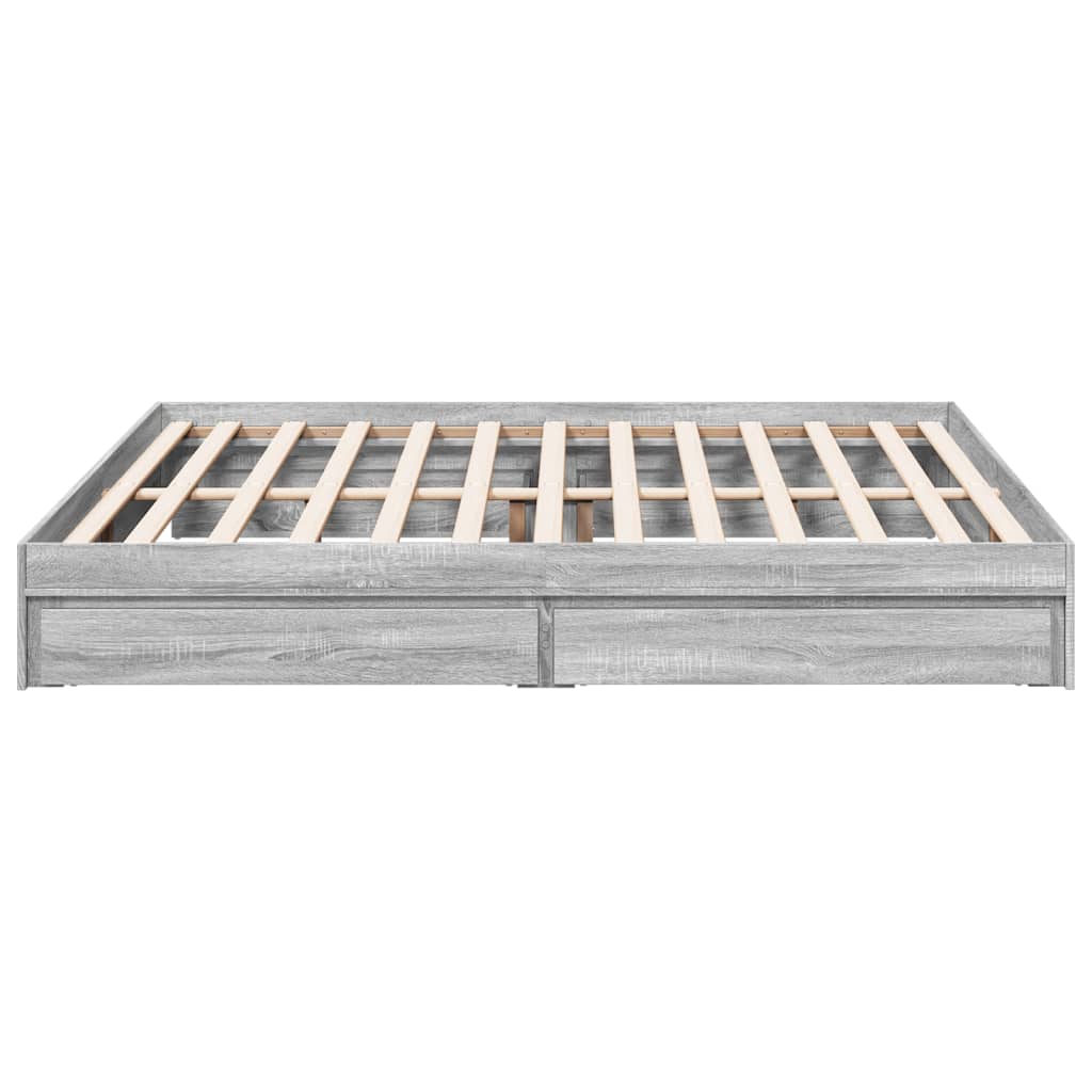 Bedframe met lades bewerkt hout grijs sonoma eiken 180x200 cm