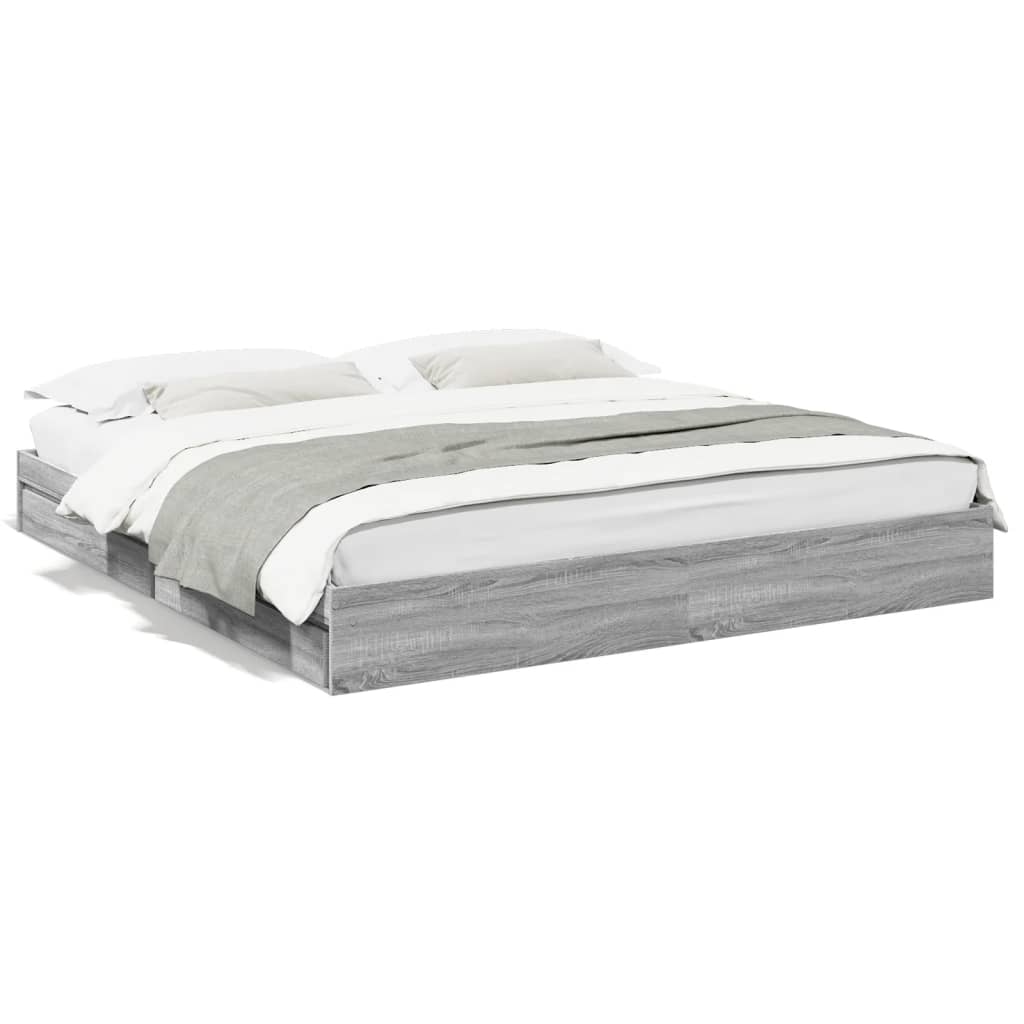 Bedframe met lades bewerkt hout grijs sonoma eiken 180x200 cm