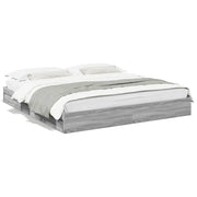 Bedframe 180x200 cm bewerkt hout grijs sonoma eiken met lades