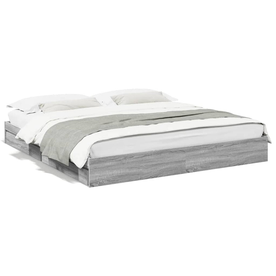 Bedframe met lades bewerkt hout grijs sonoma eiken 180x200 cm