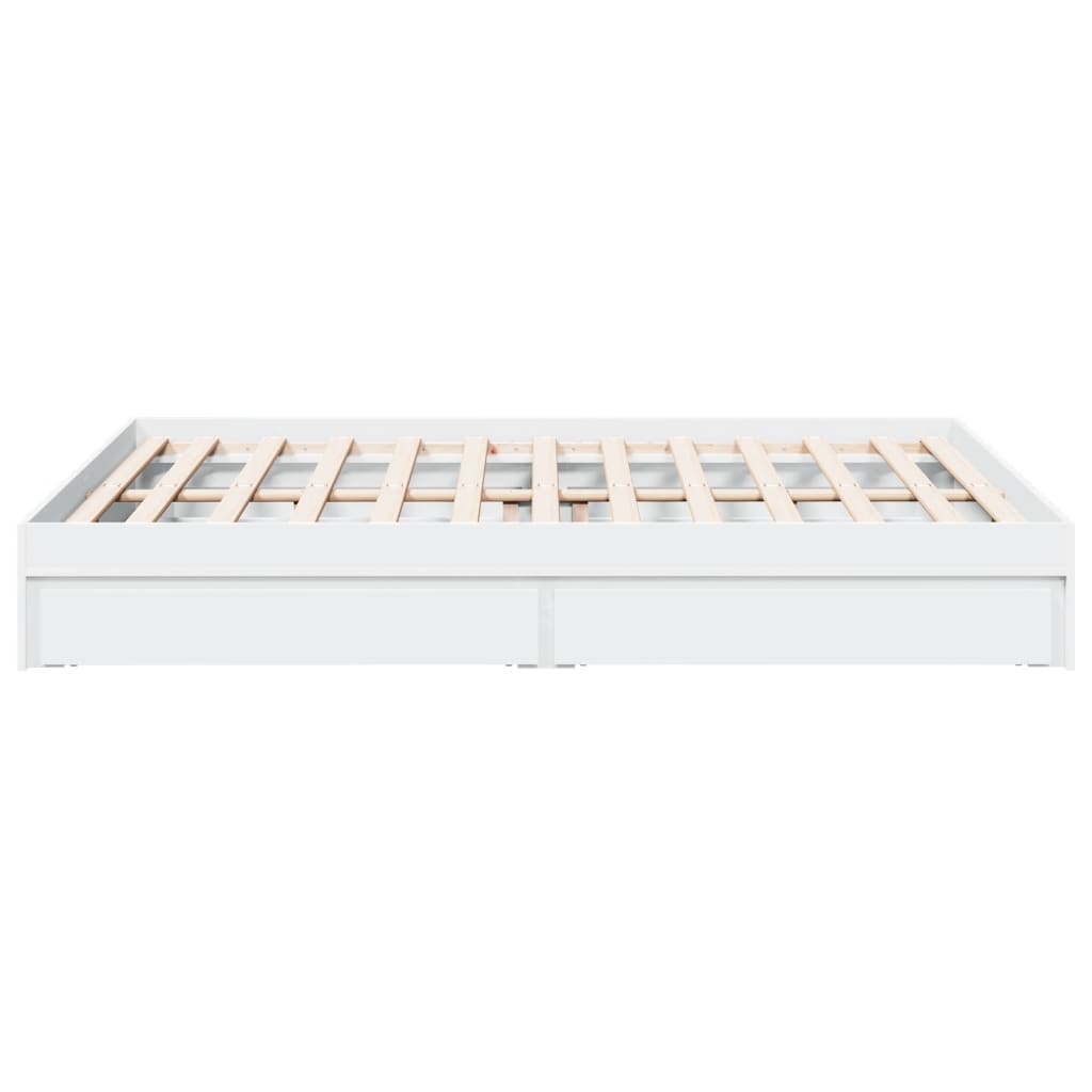 Bedframe met lades bewerkt hout wit 160x200 cm