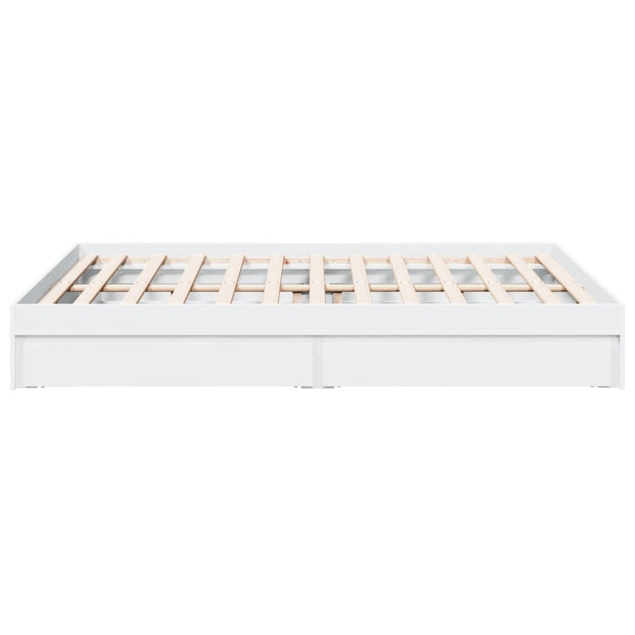 Bedframe met lades bewerkt hout wit 160x200 cm