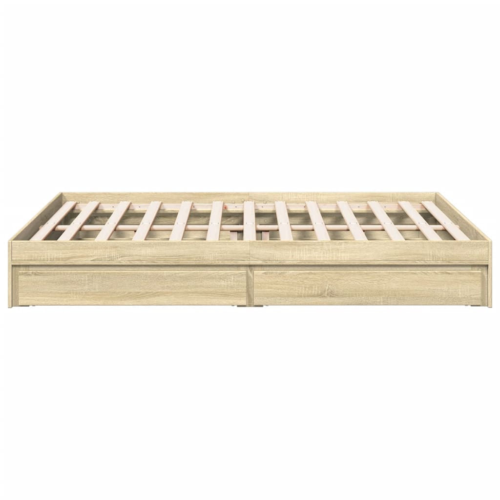 Bedframe met lades bewerkt hout sonoma eikenkleurig 160x200 cm