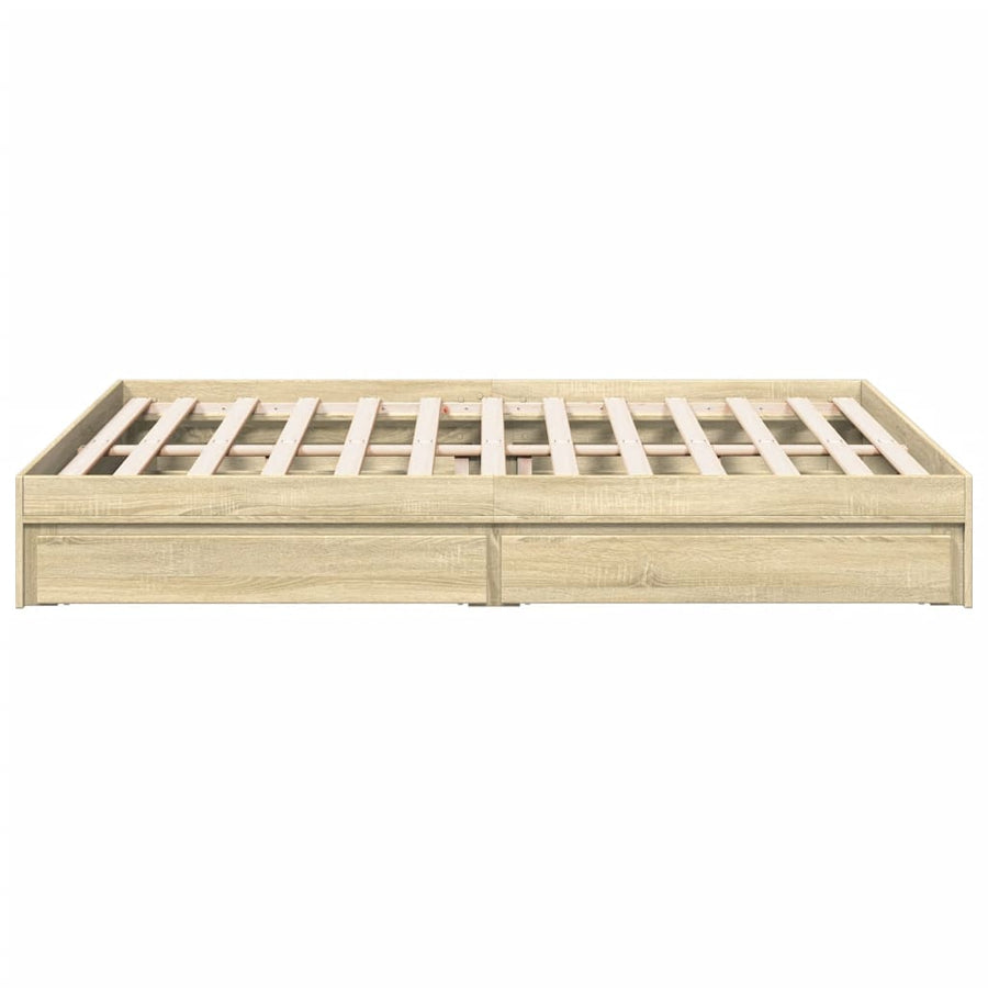 Bedframe met lades bewerkt hout sonoma eikenkleurig 160x200 cm