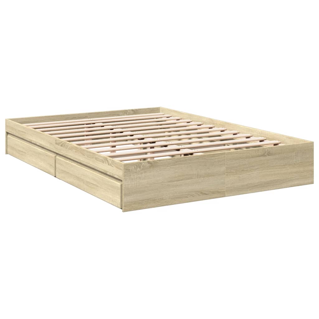 Bedframe met lades bewerkt hout sonoma eikenkleurig 160x200 cm