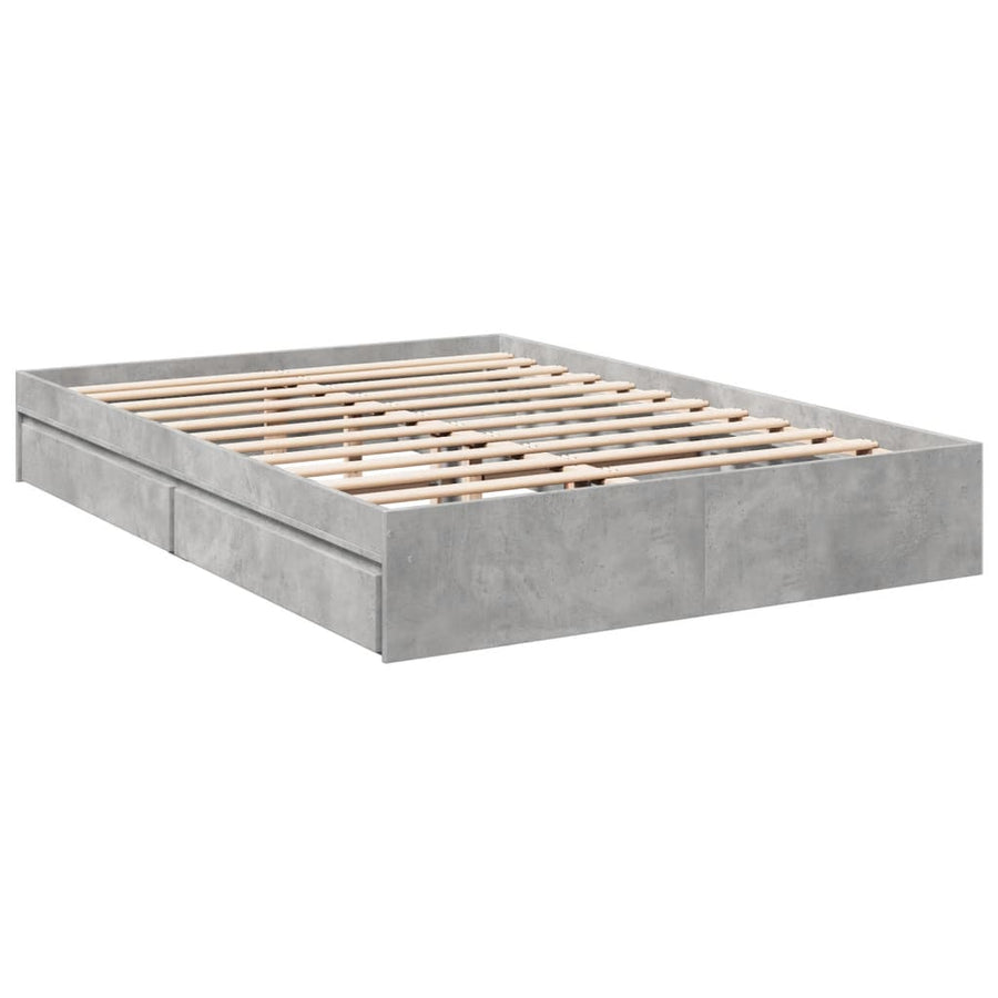 Bedframe met lades bewerkt hout betongrijs 160x200 cm