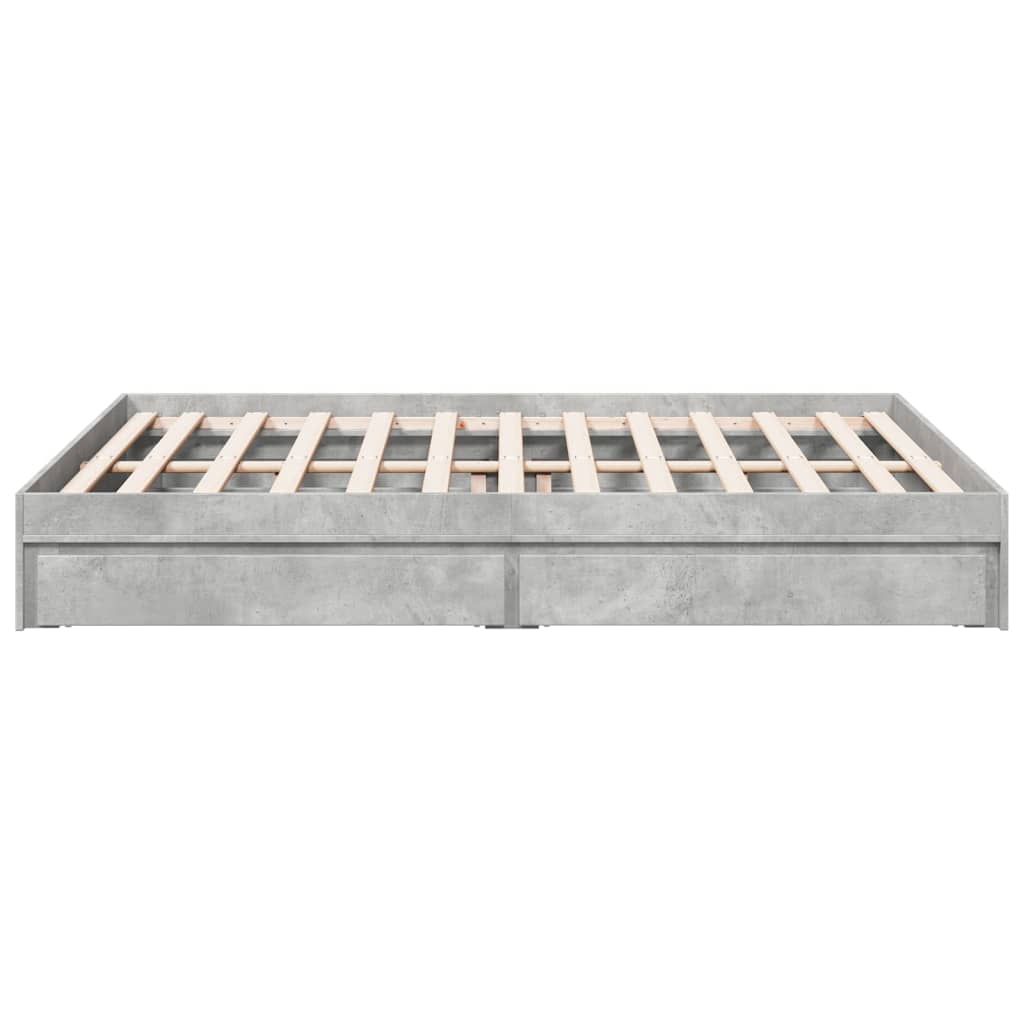 Bedframe met lades bewerkt hout betongrijs 160x200 cm