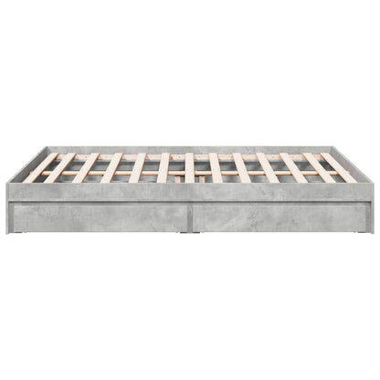 Bedframe met lades bewerkt hout betongrijs 160x200 cm