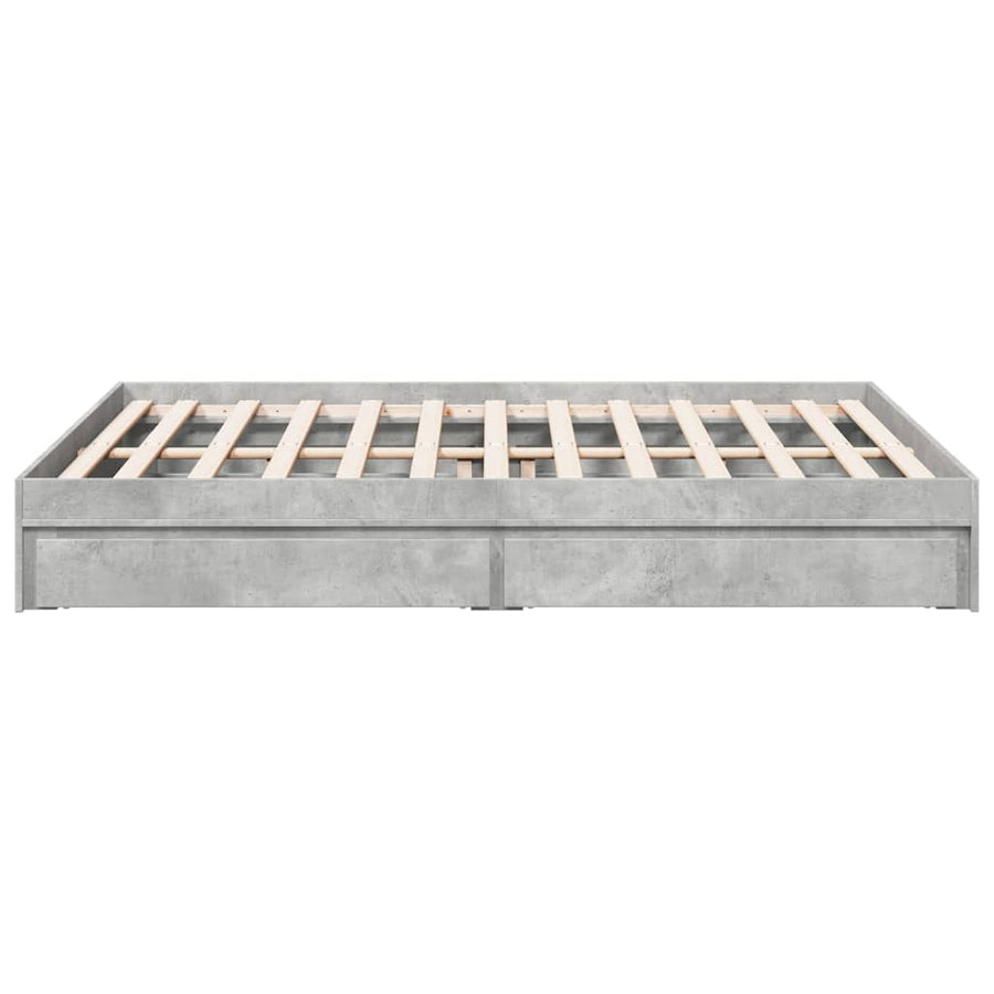 Bedframe met lades bewerkt hout betongrijs 160x200 cm