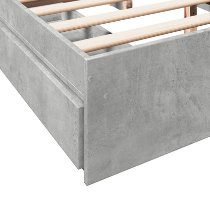 Bedframe met lades bewerkt hout betongrijs 160x200 cm