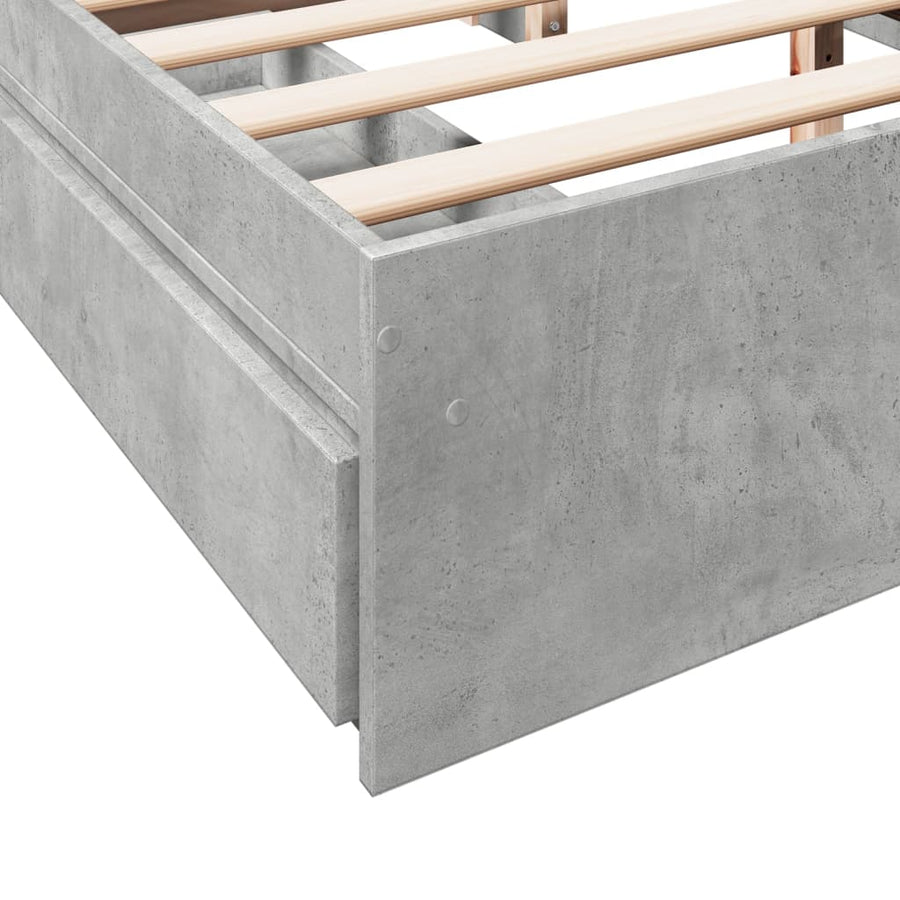 Bedframe met lades bewerkt hout betongrijs 160x200 cm