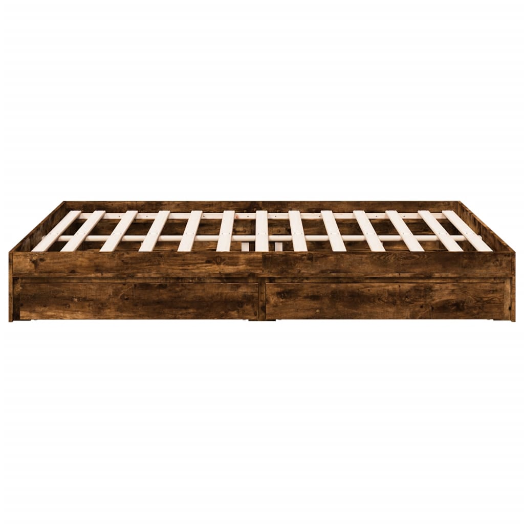 Bedframe met lades bewerkt hout gerookt eikenkleurig 160x200 cm