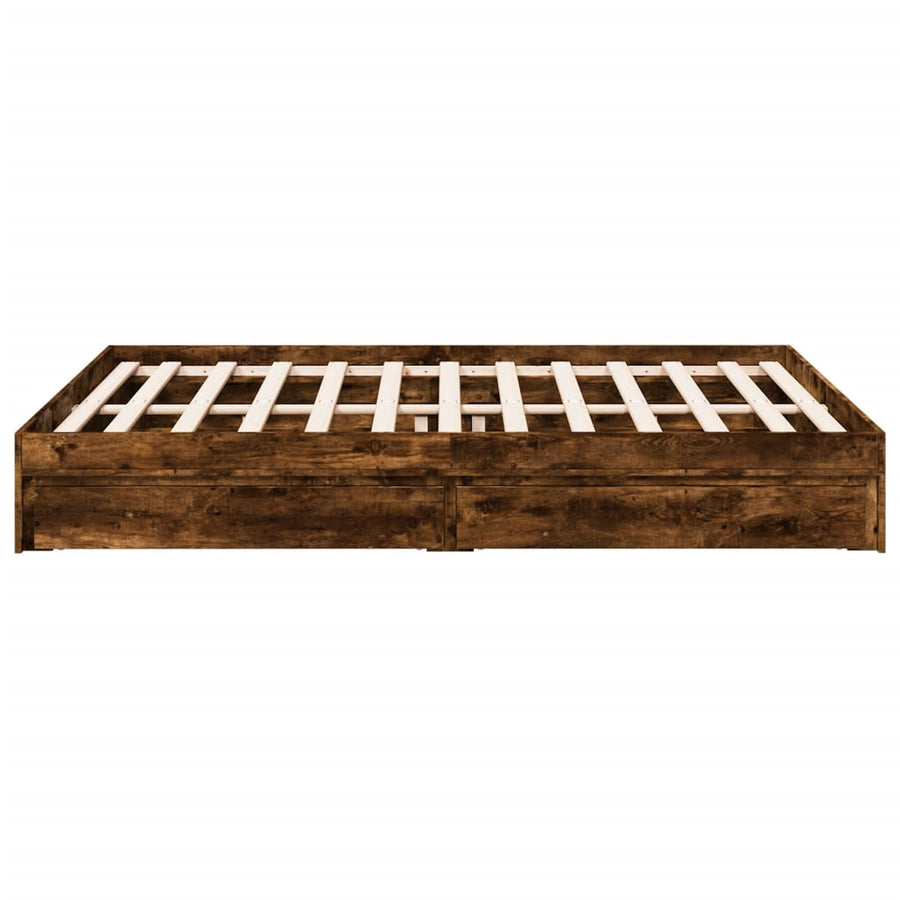 Bedframe met lades bewerkt hout gerookt eikenkleurig 160x200 cm