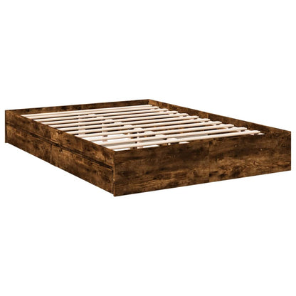 Bedframe met lades bewerkt hout gerookt eikenkleurig 160x200 cm