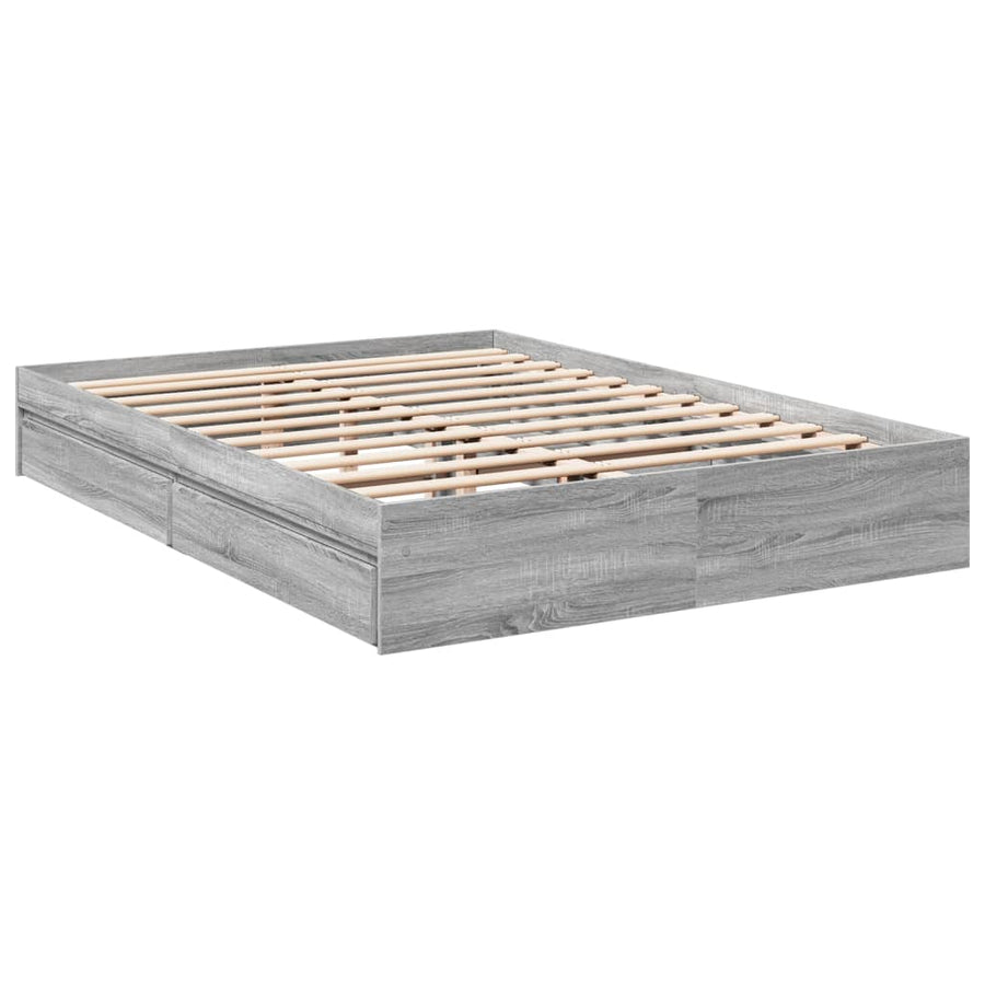 Bedframe met lades bewerkt hout grijs sonoma eiken 160x200 cm