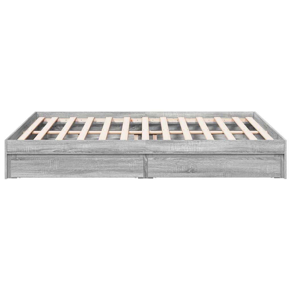 Bedframe met lades bewerkt hout grijs sonoma eiken 160x200 cm