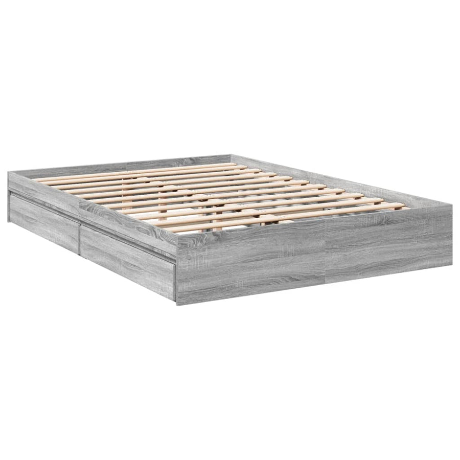 Bedframe met lades bewerkt hout grijs sonoma eiken 160x200 cm