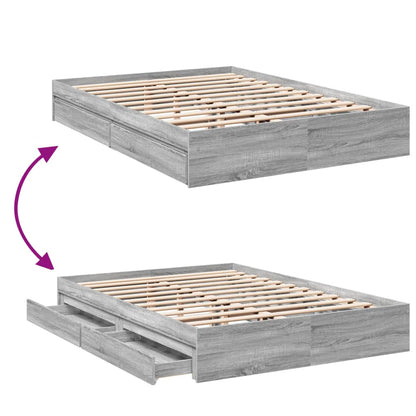 Bedframe met lades bewerkt hout grijs sonoma eiken 160x200 cm