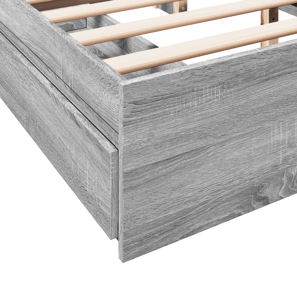 Bedframe met lades bewerkt hout grijs sonoma eiken 160x200 cm