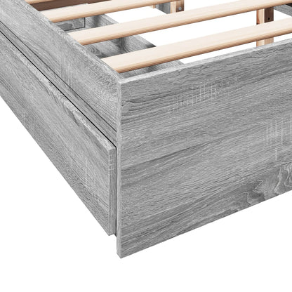Bedframe met lades bewerkt hout grijs sonoma eiken 160x200 cm