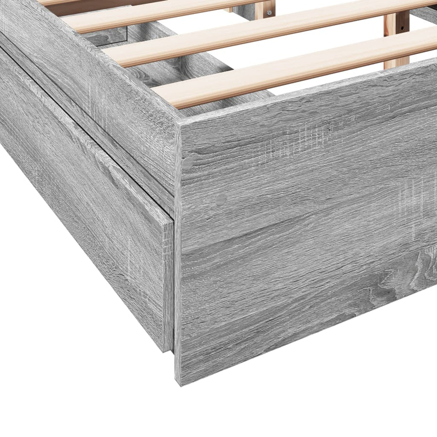 Bedframe met lades bewerkt hout grijs sonoma eiken 160x200 cm