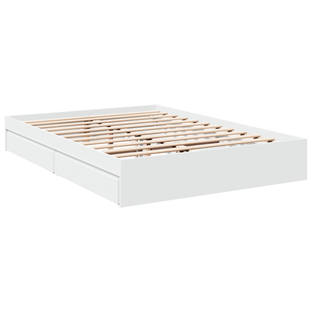 Bedframe met lades bewerkt hout wit 150x200 cm
