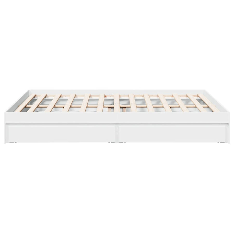 Bedframe met lades bewerkt hout wit 150x200 cm