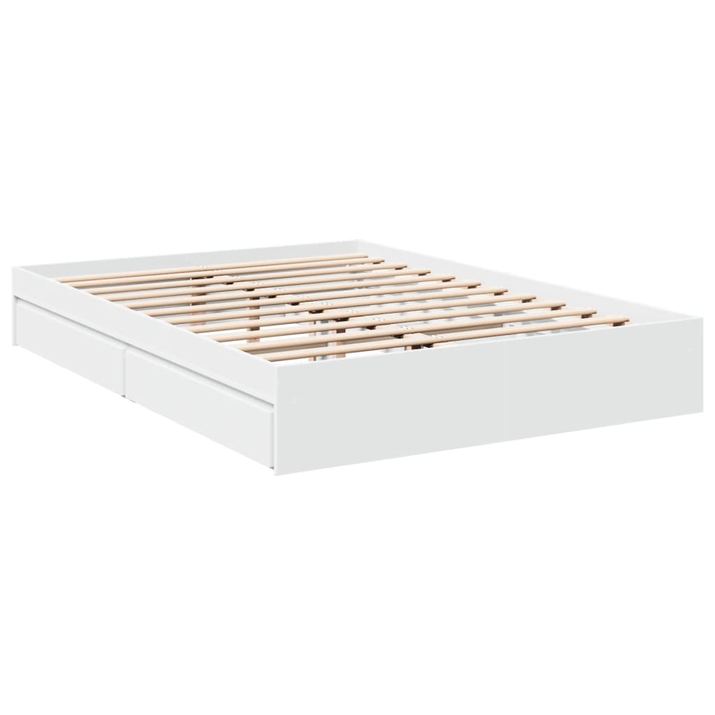 Bedframe met lades bewerkt hout wit 150x200 cm