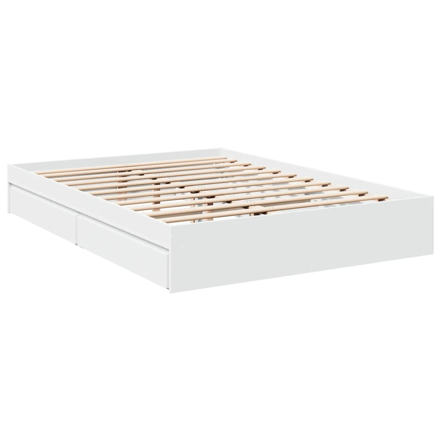 Bedframe met lades bewerkt hout wit 150x200 cm