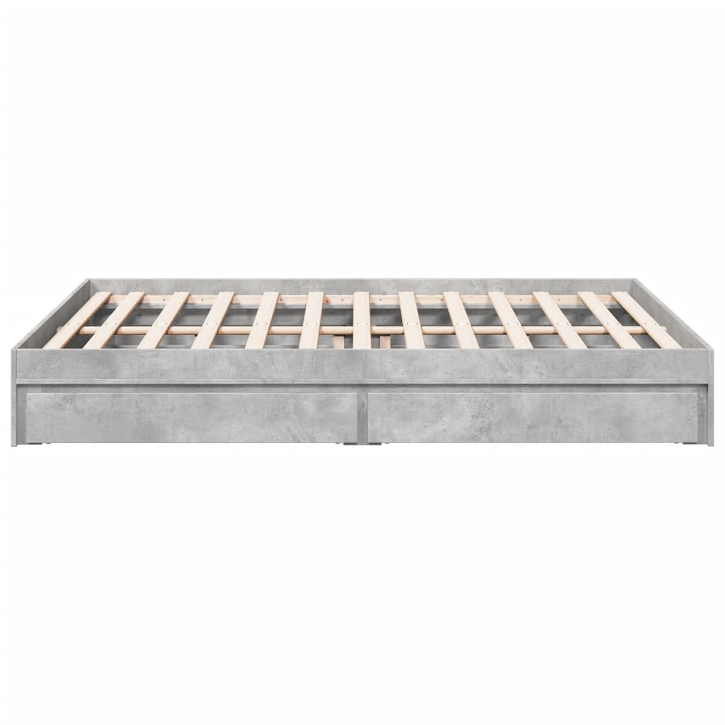 Bedframe met lades bewerkt hout betongrijs 150x200 cm