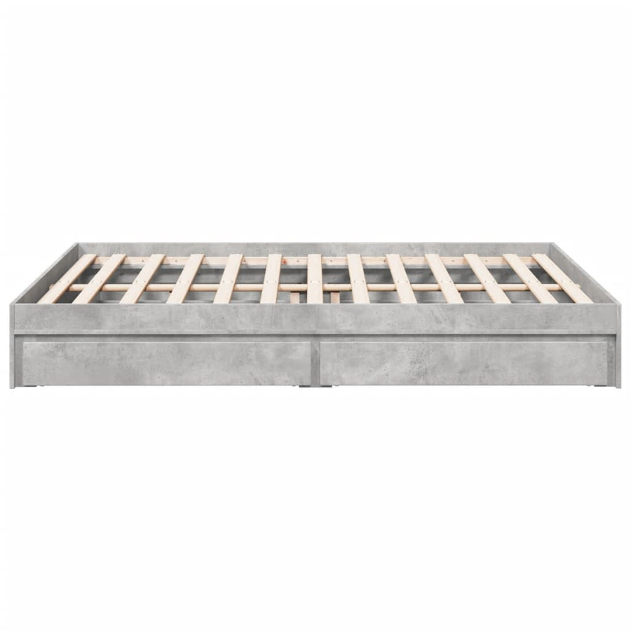 Bedframe met lades bewerkt hout betongrijs 150x200 cm