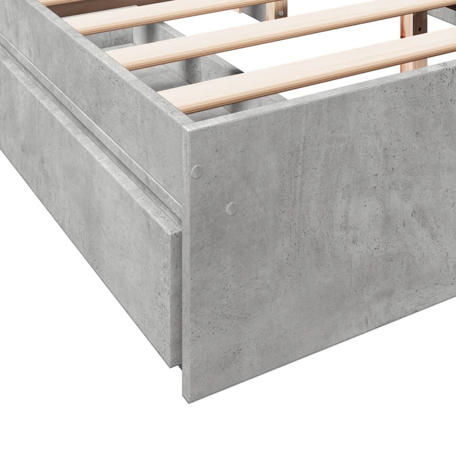 Bedframe met lades bewerkt hout betongrijs 150x200 cm