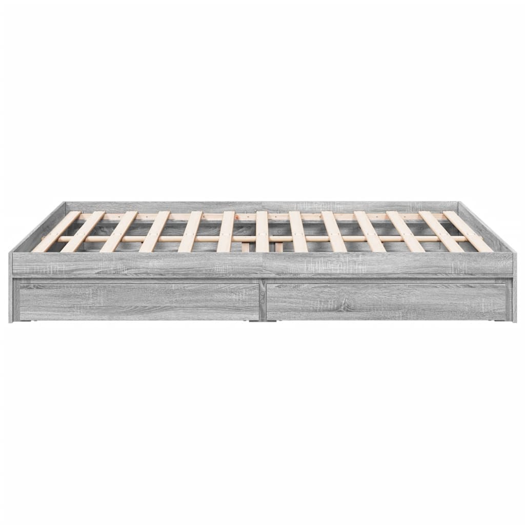 Bedframe met lades bewerkt hout grijs sonoma eiken 150x200 cm
