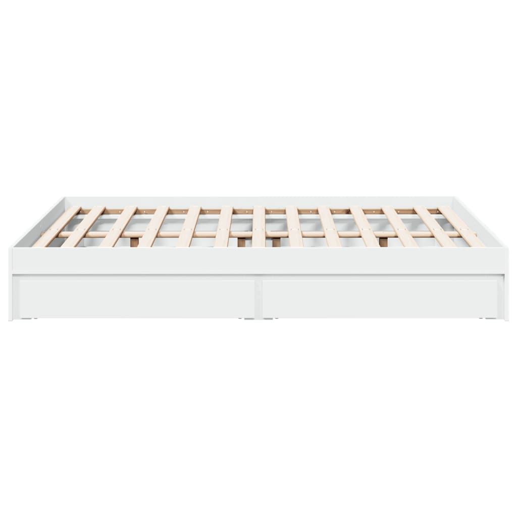 Bedframe met lades bewerkt hout wit 140x200 cm