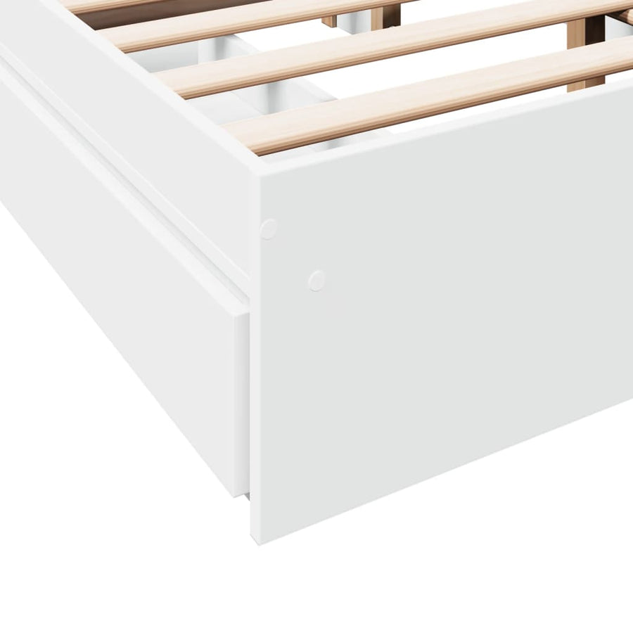 Bedframe met lades bewerkt hout wit 140x200 cm