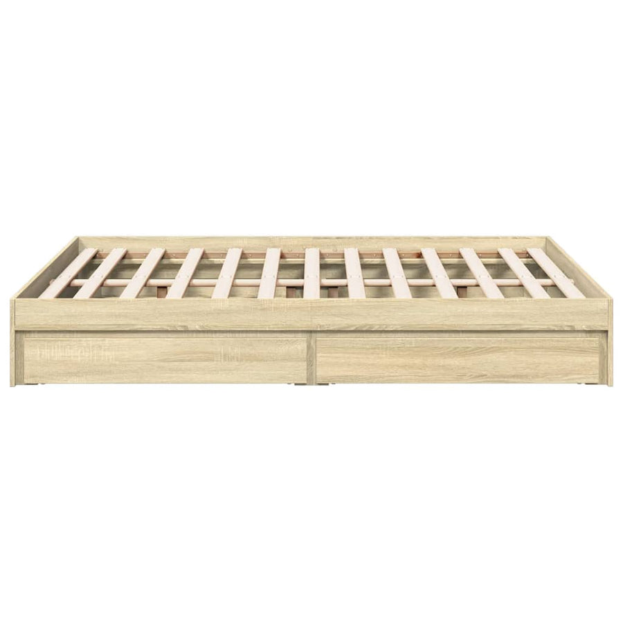 Bedframe met lades bewerkt hout sonoma eikenkleurig 140x200 cm