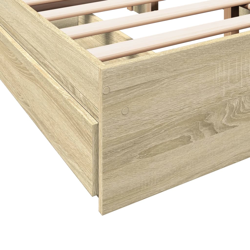 Bedframe met lades bewerkt hout sonoma eikenkleurig 140x200 cm