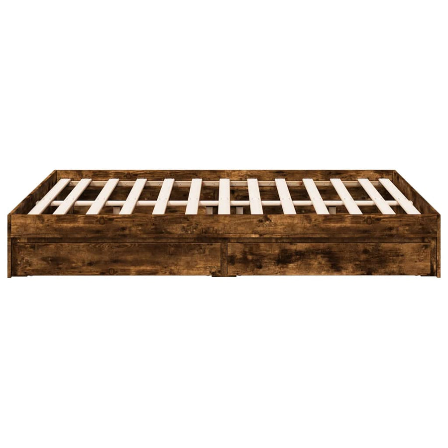 Bedframe met lades bewerkt hout gerookt eikenkleurig 140x200 cm