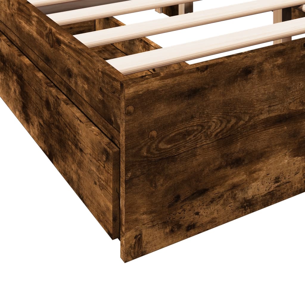 Bedframe met lades bewerkt hout gerookt eikenkleurig 140x200 cm