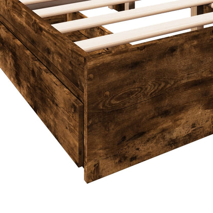 Bedframe met lades bewerkt hout gerookt eikenkleurig 140x200 cm