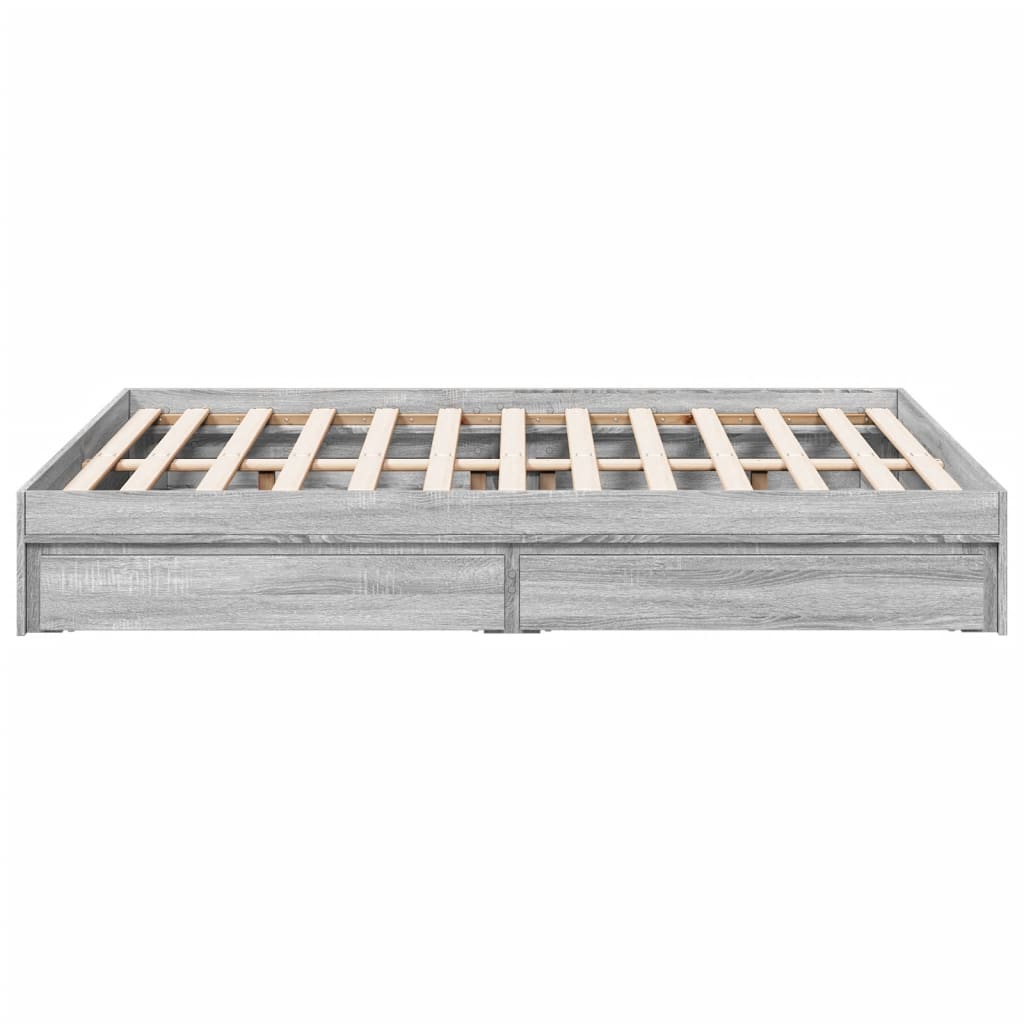 Bedframe met lades bewerkt hout grijs sonoma eiken 140x200 cm